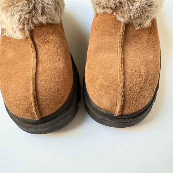 Skechers Brown Black Fuzzy inside Fortress Clog Slipper Shoes Women's 8 - Picture 9 of 11